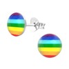 Rainbow Round Stud Earrings with 3D Effect - 925 Sterling