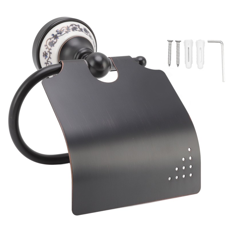 Paper Towel Dispenser Dark Bronze Blue and White Porcelain Wall