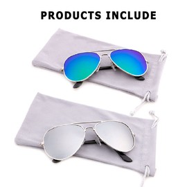 Creamily Kids Aviator Sunglasses For Boys Girls Children Toddler Age 2-9 Kids Sunglasses Polarized UV Protection (2 Pairs)