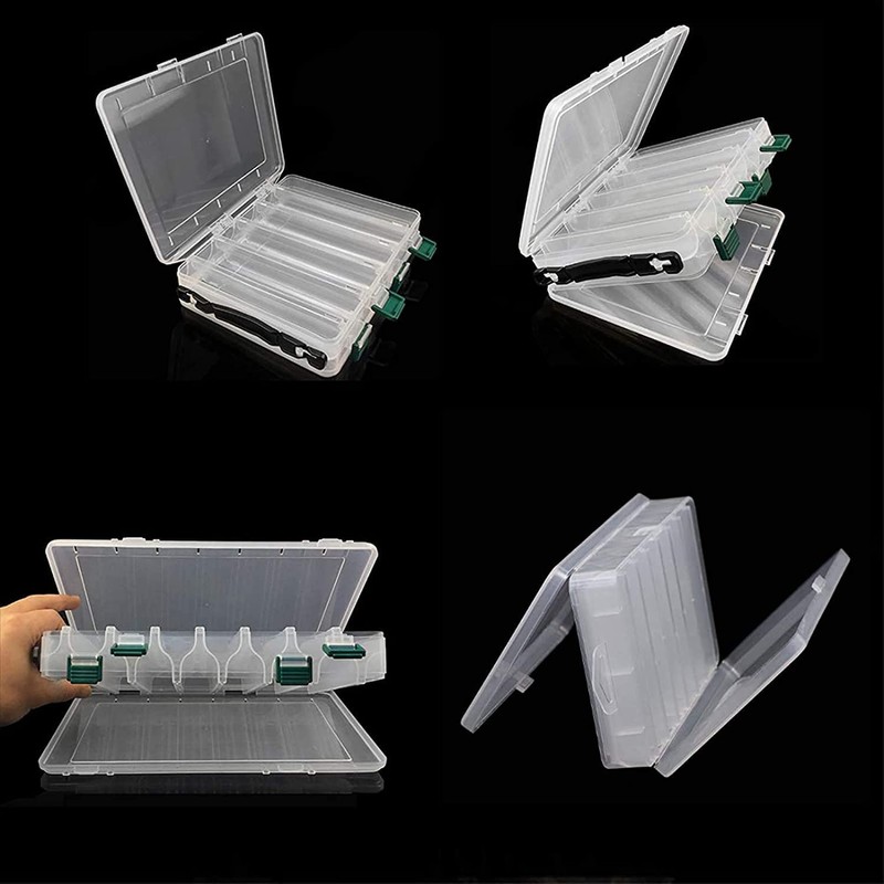 TOPIND Double Sided Fishing Lures Box Transparent Visible Plastic Bait