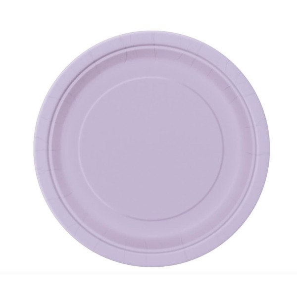 Unique Solid Round Dessert Paper Plates, 7", Lavender