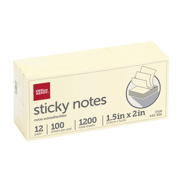 Office Depot(R) Self-Stick Notes, 1 1/2in. x 2in., 100 Sheets