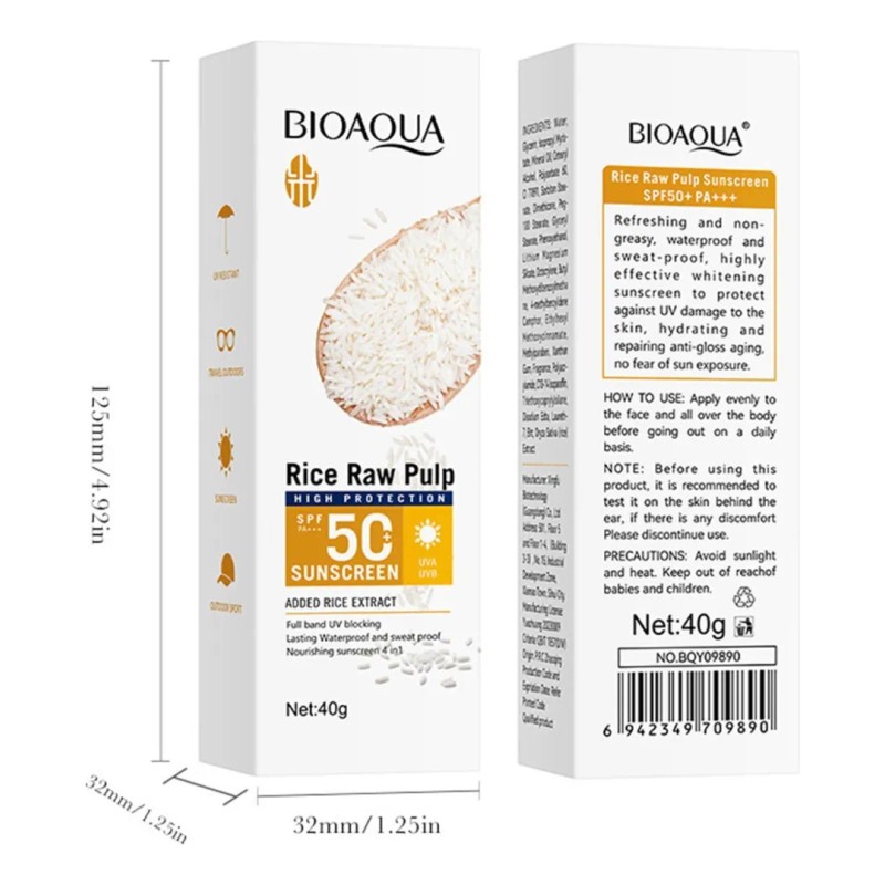 Protector Solar Blanqueador Bioaqua Spf Extracto Arroz