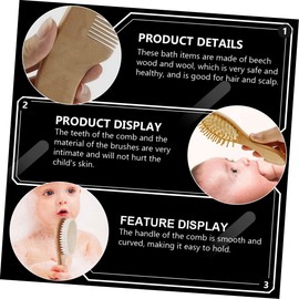 Vaguelly 4Pcs Wooden Bath Supplies for Safe Hairbrush Comb Khaki Healthy Bathing Essentials Lightweight Easy to Use for Birthdays Special Occasions