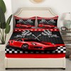 Racing Car Fitted Sheet Single Size, Red Sports Car Bed