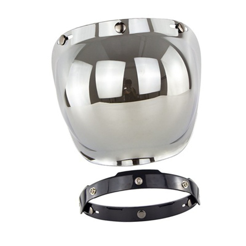 Motorcycle Retro Bubble Shield Visor PC Lens 3 Snap Helmet