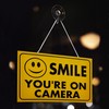 3 x CCTV Sign Yellow Smile You're on Camera High
