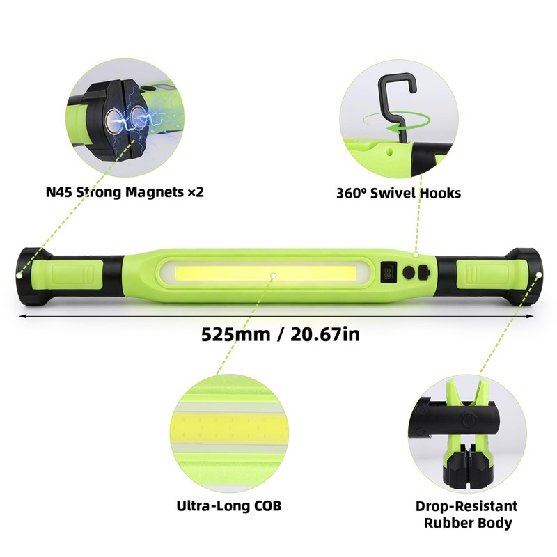 2 Pack Rechargeable LED Work Light, 3000LM Portable Mechanic Light
