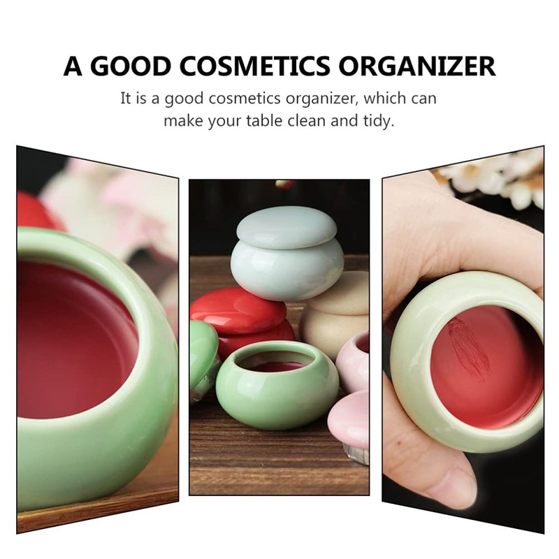 Beaupretty 3pcs Empty Ceramic Lip Balm Rouge Pot Jars with