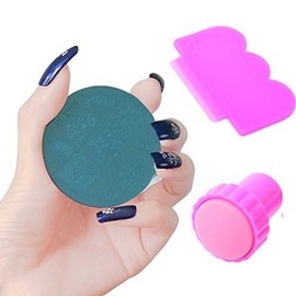 10 X Nail Art Stempel Stempeln Teller Set + Werkzeug Stamper Design Kit