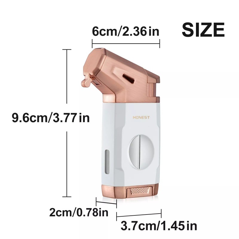 Torch Cigar Lighter Built-in V Cigar Cutter Refillable Butane Torch
