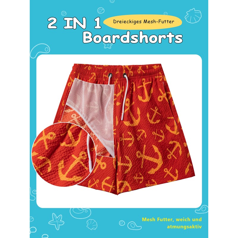 NATUST Boys' Printed Swimming Shorts with Mesh Lining Beach Shorts,