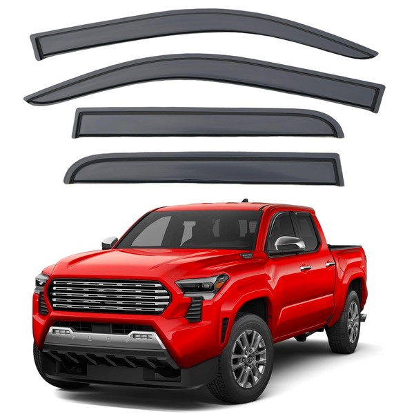 Rain Guards Compatible with 2024-2025 Toyota Tacoma Double Cab, Acrylic