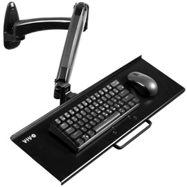 VIVO Sit-Stand 24 Inch Pneumatic Spring Keyboard and Mouse Tray Wall Mount, Counterbalance Height Adjustable Typing Platform, Ergonomic Tilt, Black, MOUNT-KB35B