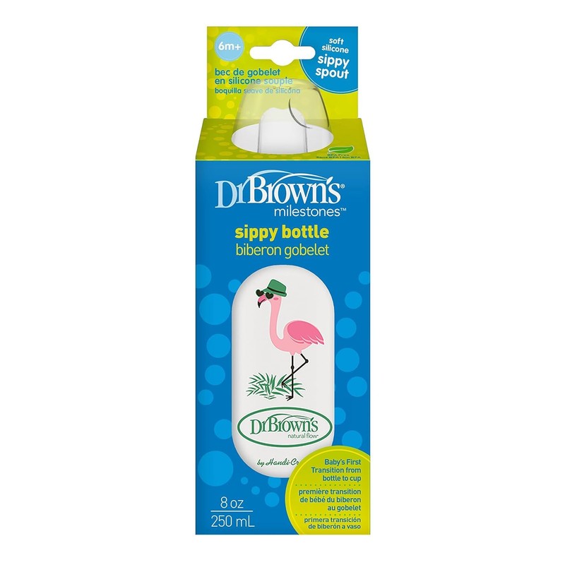 Dr. Brown's Milestones Narrow Sippy Bottle, 100% Silicone Soft Sippy