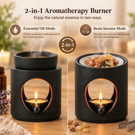 2 in 1 Ceramic Oil Burner with Sieve and Dish for Essential Oil Diffusers