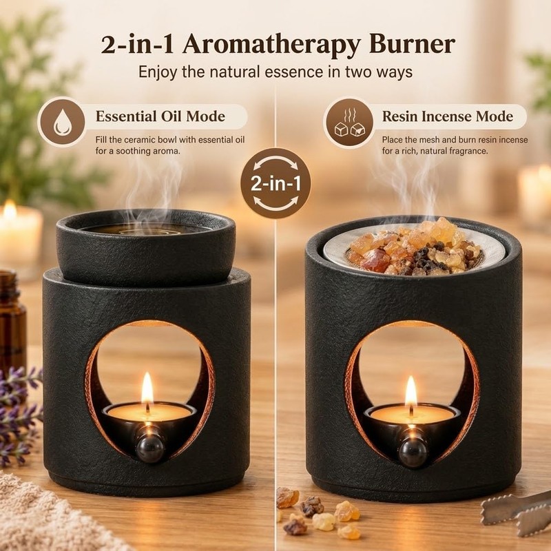2 in 1 Ceramic Oil Burner with Sieve and Dish