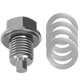 Magnetic Oil Drain Plug M14x1.5 Neodymium Magnet Aluminum Bolt 5 Aluminum Washer Heavy Duty Oil Drain Plug Anti Leakage Replacement for Car Motorcycle Boat Compatible with Kia Ford GM Hyundai Acura