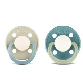 Rebael Duo Baby Dummies 6-18 Months - Comforting Natural Rubber Round Pacifier, Safe and Easy to Sterilise Baby Soothers - 2 Pack Newborn Essentials | Sage & Teal