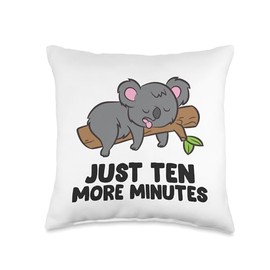 Koala Just Ten More Minutes Snooze Alarm Clock Sleep Pajama Throw Pillow