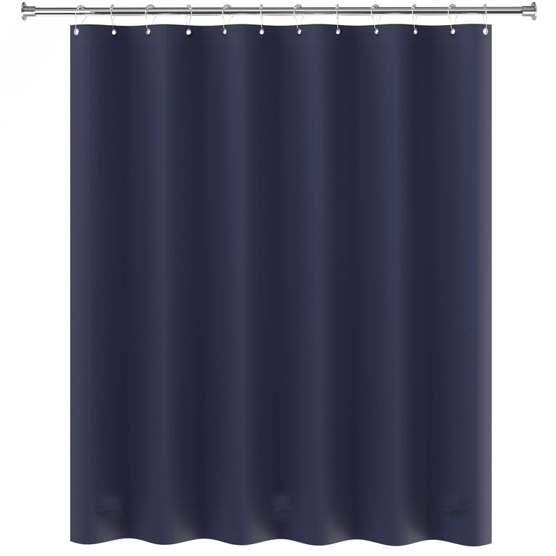 AmazerBath Navy Blue Shower Curtain, Thick PEVA, Heavy Duty Waterproof