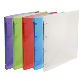 Exacompta - Ref. 51198E - 1 Flexible binder in PP Crystal - 4 round rings, diameter 15 mm - Spine 20 mm - External dimensions: 32 x 25 cm - A4 file format - 5 random colors