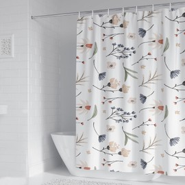 BANLMEYD Shower Curtain Mould Proof Resistant Waterproof Floral Bathroom Curtains with 12 hooks Quick-Drying Weighted 180x180cm (71x71Inch) Polyester Shower Curtains for Bathroom Wet Room Tub