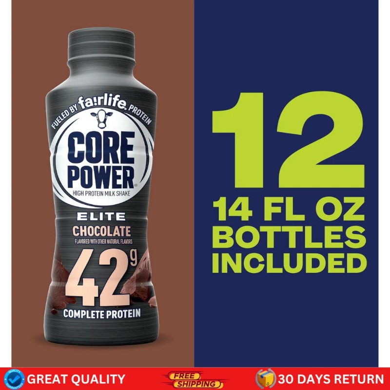 Core Power Elite High Protein Shake, Chocolate, 42g Bottle, 14oz,