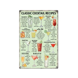 Boggevi Kells Classic Cocktail Recipes - Kitchen Pub, Retro Vintage Metal Tin Sign - Tin signs Metal Poster Gift 200mm x 300mm -TPH0020