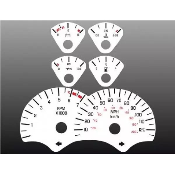 Whitegauges.net White Face Gauges for 1999-2002 Pontiac Firebird 120 MPH