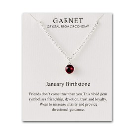 Philip Jones January (Garnet) Birthstone Necklace Created with Zircondia® Crystals