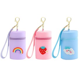 YUNHENTONG Mini Purse Children, 3 Pieces Coin Bag, Multifunctional, Key Ring Bag Children, Small Pendant Bag, Small Portable Coin Purse for Coins, Keys, Credit Card, Pink, blue and purple, lipstick