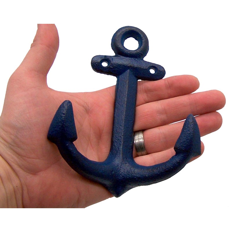 Wowser Nautical Cast Iron Ship Anchor Wall Hooks, 6 Inches,