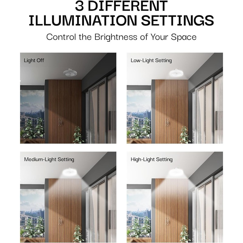 Bell+Howell SocketAir Wireless Ceiling Fan Light with Remote Control, Extender,110-120