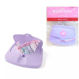 American Girl NEW American Girl Bitty Baby Doll Diaper WIPE CASE Container + CLOTH WASH TOWEL