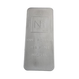 1 Pound .999 Pure Nickel Bar Bullion with Element Design - Unique Metals