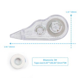 Btwescola White Out Correction Tape, 16.4FT EZ Tear-resistant Whiteout Correction Tape, Easy To Use Applicator for Instant Correction Without Drying Time (20pcs/set)