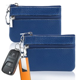 Deepton Pack of 2 Women's Key Case, Key Bag, Mini Purse, Women's Key Case Made of PU Leather, Car Keys, black
