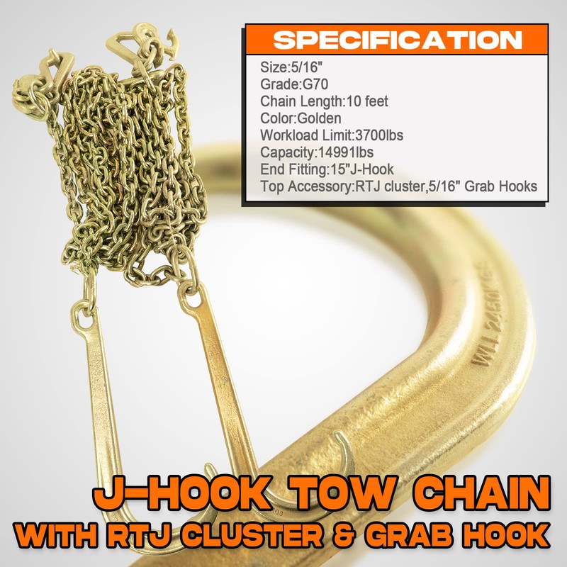 Grade 70 5/16 Inch x 10 Feets Transport Tow Chain