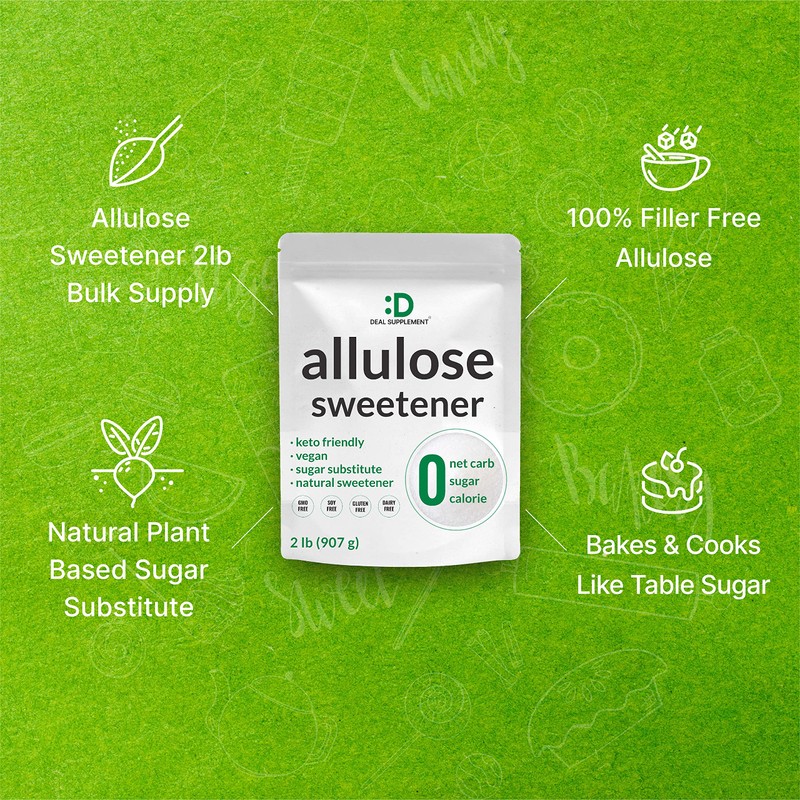 Allulose Sweetener 2 Pounds – Natural Sugar Subsitutes, No Aftertaste