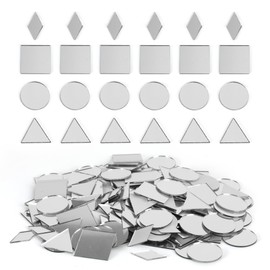 PP OPOUNT 200 PCS Mirror Mosaic Tiles, Triangles/Squares/Rounds/Rhombus Mini Mosaic Mirrors, 1 Inch Mini Glass Mirrors for Crafts, Disco Ball Decor, Indoor Outdoor Decor