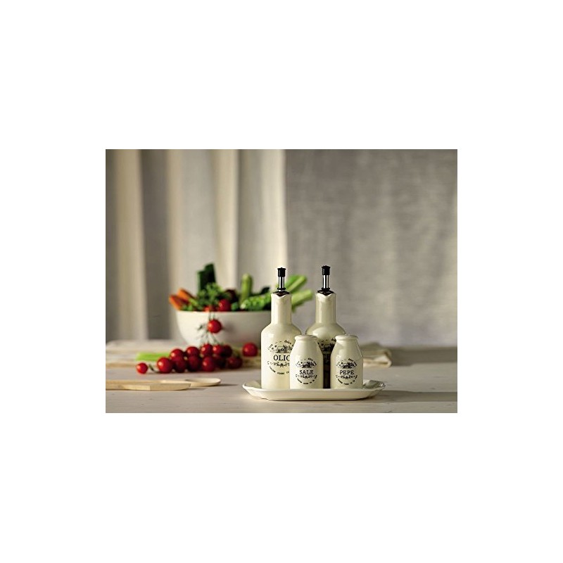 Tognana Casa Dolce Casa, Set Condimento Olio/Aceto/Pepe/Sale con Vassoio portaspezie,