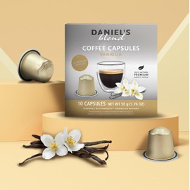 Daniels Blend Espresso Aluminum Capsules Compatible with Nespresso 60 Coffee Pods Single Server Kosher Certified Vaniglia Vanilla Flavor Flavored Infused