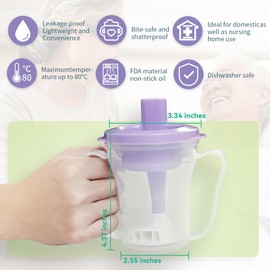 WASHINBED Dysphagia Regulating Drinking Cup,include 5cc,10cc and 15cc sip cup with cup holder and Carrying Chain,Flow Control Cup