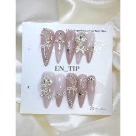 Ash Mood Metal Handmade Nail Tips - Short Round / 애쉬 무드 메탈 수제네일팁 - 숏라운드