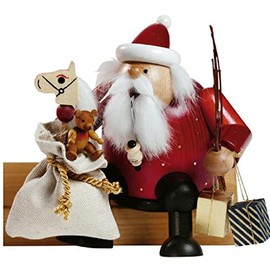 KWO Olbernhau KWO Smoking Man Figurine, Santa Claus, 16 cm, us:one Size, Multicolor (Mehrfarbig)