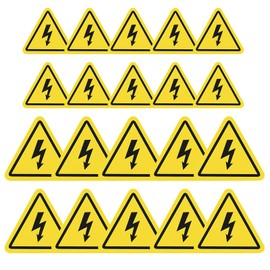 Pack of 20 Stickers Electric Warning Sign Electrical Voltage Warning Current High Tension Warning Sticker Triangle Sign Foil Warning Sticker in 5 and 10 cm for Indoor and Outdoor Use