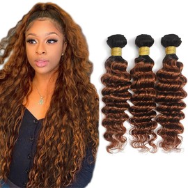 1B30 Ombre Deep Wave Bundle Dark Brown Human Hair 3 Bundles 22 24 26 Inch 100% Unprocessed Virgin Hair Brazilian Double Weft Extensions For Women
