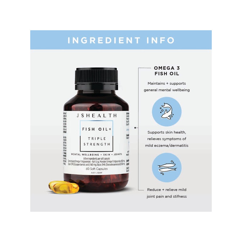 JSHealth Fish Oil+ Triple Strength 60 capsules
