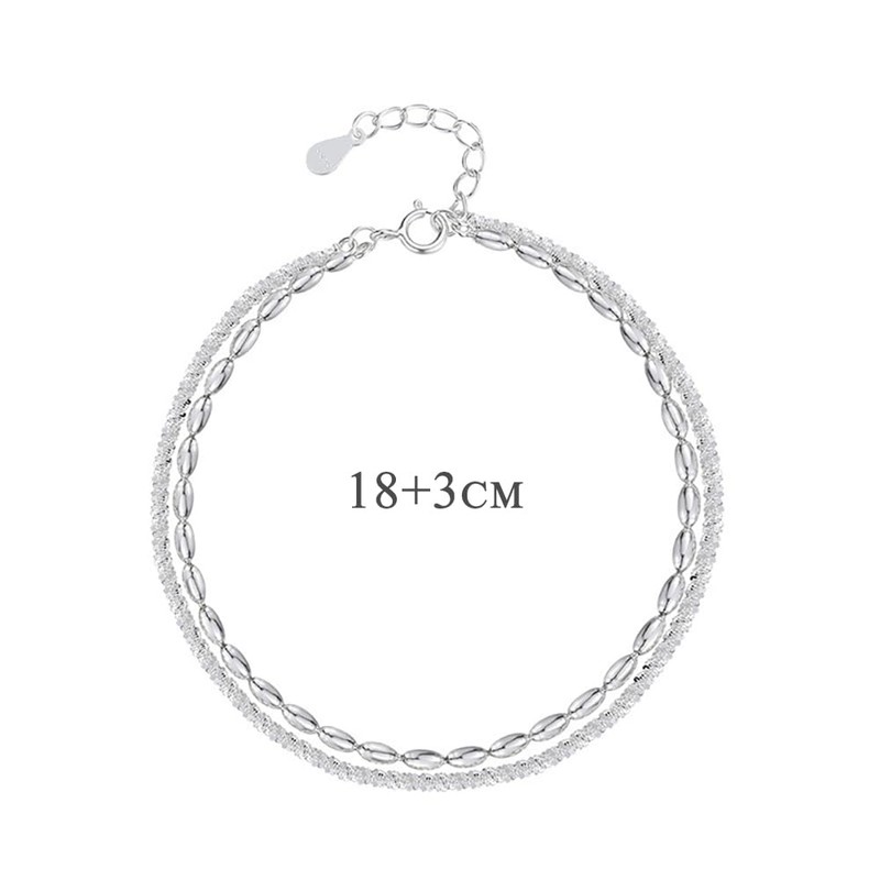 PHNIBBIRD 925 Sterling Silber Arrmband Doppelte Kette Glitzernd Armband mit